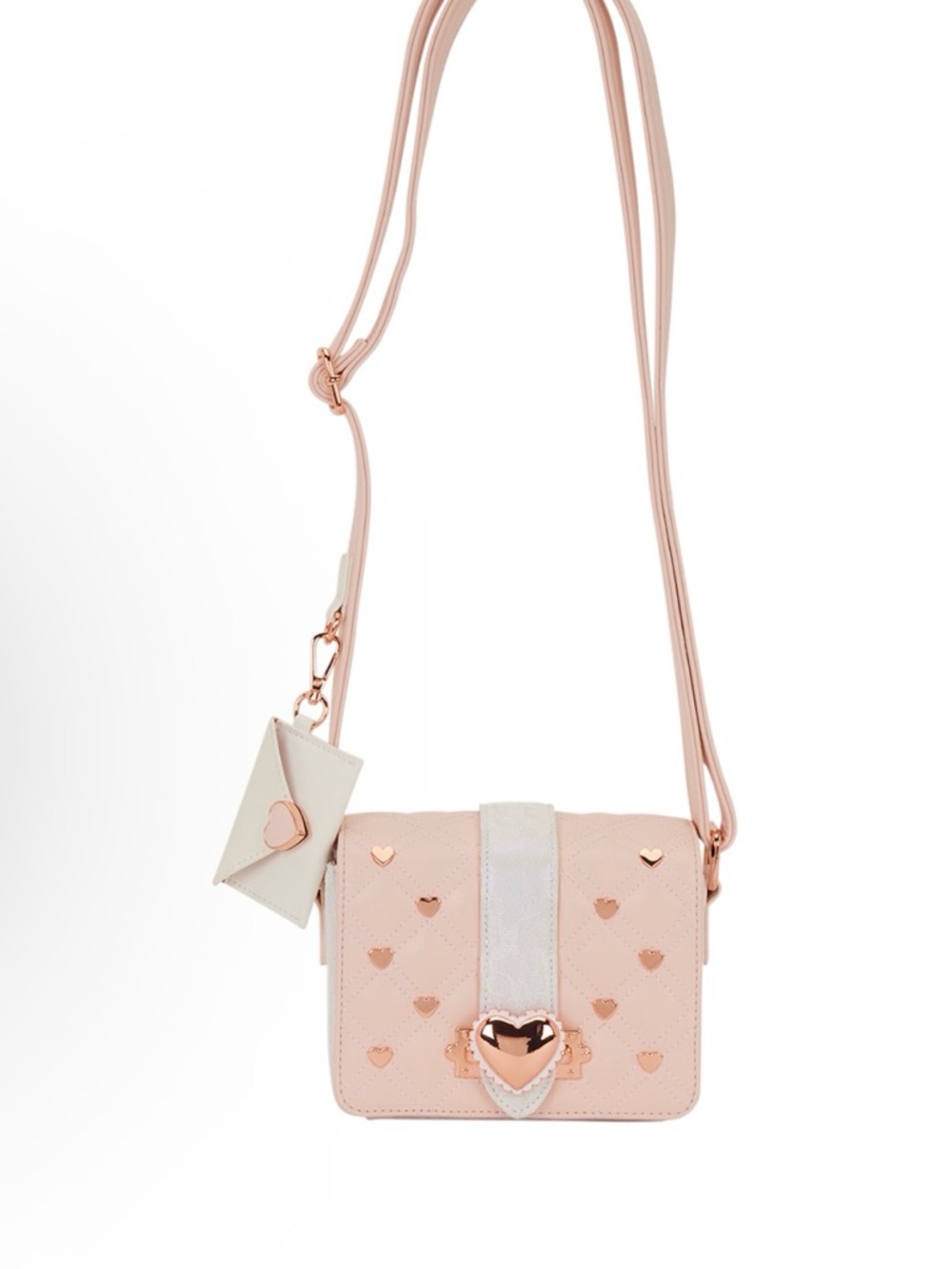 Loungefly Blush Pink Heart Accent Crossbody Bag with Mini Pouch